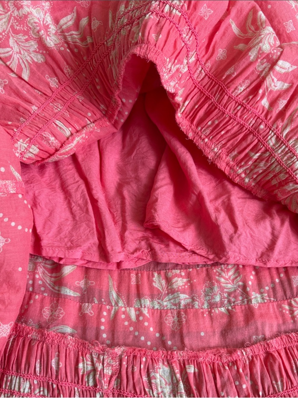 Free People Coral-Pink Floral Maxi Dress with Puff Sleeves - Picture 9 of 15